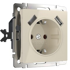 Изображение товара Розетка Werkel встраиваемая слоновая кость со шторками (a051486)