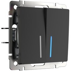 Изображение товара Выключатель Werkel двухклавишный встраиваемый черный матовый с подсветкой (a051619)