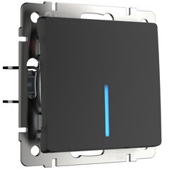 Выключатель Werkel одноклавишный встраиваемый черный матовый проходной с подсветкой (a051609) - фото 1