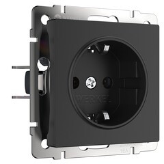 Изображение товара Розетка Werkel встраиваемая черная матовая со шторками (a051622)