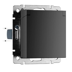 Изображение товара Розетка Werkel встраиваемая черная матовая со шторками с крышкой (a069582)