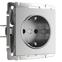 Изображение товара Розетка Werkel встраиваемая серебряная матовая со шторками (a063613)