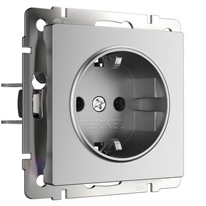 Розетка Werkel встраиваемая серебряная матовая со шторками (a063613)