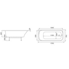 Ванна из литьевого мрамора Jacob Delafon Elite 170х70 см с каркасом (E6D361RU-00) - фото 5