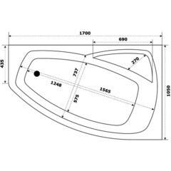 Ванна акриловая Bas Камея Pro 170х105 см правая без ножек (З А0122) - фото 3