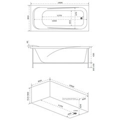 Ванна акриловая Bas Кварта 180х80 см без ножек (З 00017) - фото 3