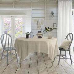 Скатерть Самойловский текстиль 144х200 см рогожка Текстура бежевая - фото 2