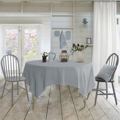 Скатерть Самойловский текстиль 144х144 см рогожка Текстура серая - фото 2