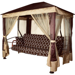 Изображение товара Качели садовые 4-х местные МебельСад Сиеста шоколад 2550х1750х2350 мм с антимоскитной сеткой (МС 360ш/р/ш)