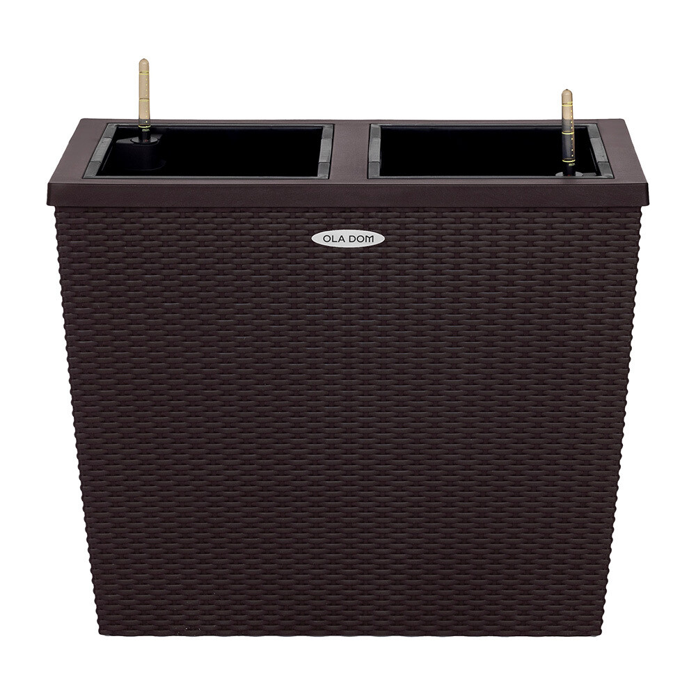 

Кашпо декоративное Элластик-Пласт Rattan 655х328х560 мм с автополивом 28 л коричневое, Коричневый