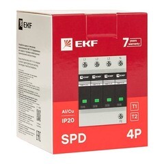 Ограничитель напряжения модульный EKF PROxima T1-T2 275 В 20 кА 4P (OV12-4-504) - фото 3