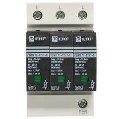 Ограничитель напряжения модульный EKF PROxima T1-T2 275 В 20 кА 3P (OV12-3-503) - фото 4