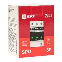 Ограничитель напряжения модульный EKF PROxima T1-T2 275 В 20 кА 3P (OV12-3-503) - фото 2