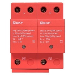 Ограничитель напряжения модульный EKF T1 275 В 25 кА 2P (spd-t1-2p) - фото 2