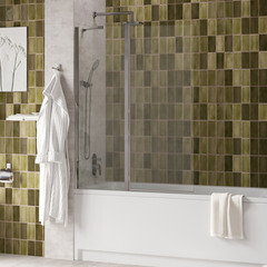 Шторка на ванну распашная 110х140х0,6 см профиль хром WasserKraft Salm (27P02-110) - фото 3