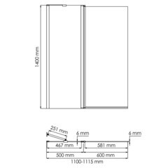 Шторка на ванну распашная 110х140х0,6 см профиль хром WasserKraft Salm (27P02-110) - фото 2