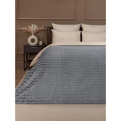 Плед 200х220 см TexRepublic Жаккард микрофибра серый - фото 2