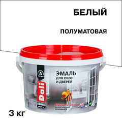 Эмаль для окон и дверей акриловая Dali белая полуматовая 3 кг - фото 1
