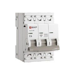 Автоматический выключатель модульный EKF PROxima ВА 47-63N 3P 6А тип C 6 кА 400 В (M636306C)