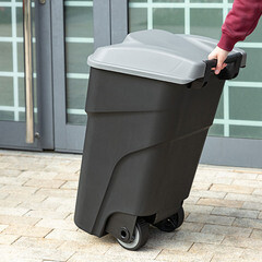 Бак мусорный Econova 90 л пластиковый с крышкой на колесах черный - фото 4