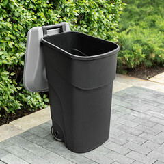 Бак мусорный Econova 90 л пластиковый с крышкой на колесах черный - фото 3