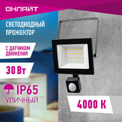 Прожектор светодиодный Онлайт ДО-30 4000К 30 Вт IP65 с датчиком движения черный - фото 8