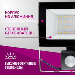 Прожектор светодиодный Онлайт ДО-30 4000К 30 Вт IP65 с датчиком движения черный - фото 5
