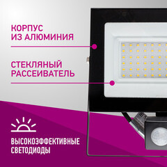 Прожектор светодиодный Онлайт ДО-50 4000К 50 Вт IP65 с датчиком движения черный - фото 5