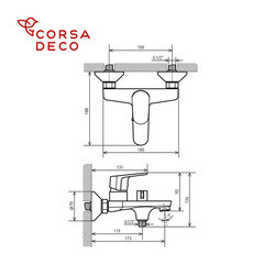Смеситель для ванны Corsa Deco CX хром однорычажный с коротким изливом с лейкой (FBTCX1) - фото 20
