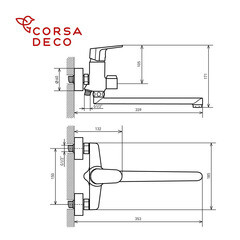 Смеситель для ванны Corsa Deco CX черный матовый однорычажный с длинным изливом с лейкой (FBTCX3B) - фото 19