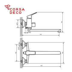 Смеситель для ванны Corsa Deco KX хром однорычажный с длинным изливом с лейкой (FBTKX3) - фото 19