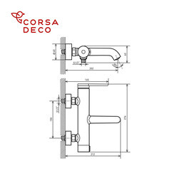 Смеситель для ванны Corsa Deco VX черный матовый однорычажный с коротким изливом с лейкой (FBTVX1B) - фото 21