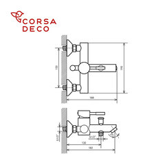 Смеситель для ванны Сorsa Deco AS черный однорычажный с коротким изливом с лейкой (FBTAS1B) - фото 20