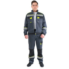 Изображение товара Костюм мужской рабочий Joker Корвет Коттон КБ 1 52-54 рост 182-188 см темно-серый/лимон