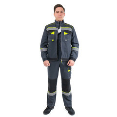 Изображение товара Костюм мужской рабочий Joker Корвет Коттон 52-54 рост 182-188 см темно-серый/лимон