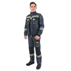 Костюм мужской рабочий Joker Корвет Коттон 60-62 рост 182-188 см темно-серый/лимон - фото 11