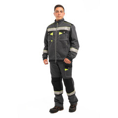 Костюм мужской рабочий Joker Корвет Коттон 60-62 рост 182-188 см темно-серый/лимон - фото 10