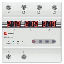 Реле выбора фаз EKF PROxima 230 В 63 А тип AC (RVF-3-63a)