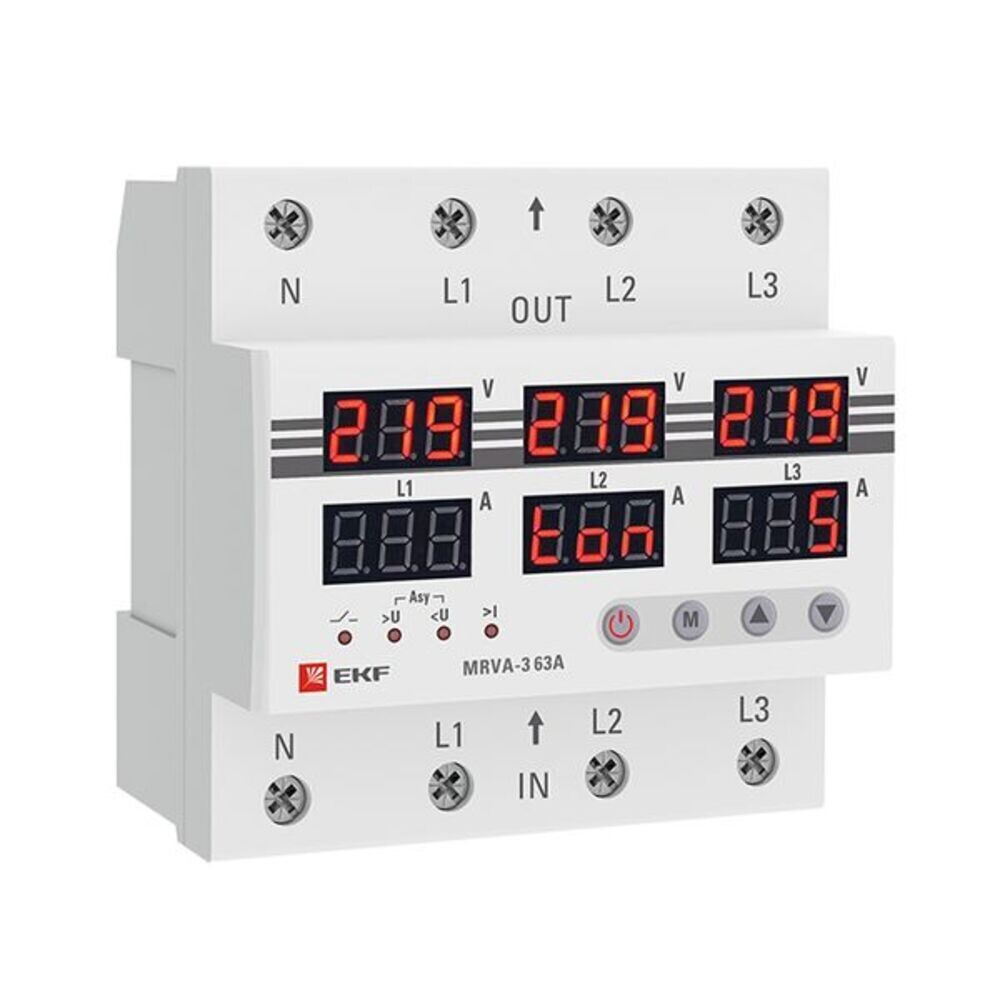 

Реле напряжения EKF PROxima (MRVA-3-63A) 230 В 63 А тип AC с дисплеем