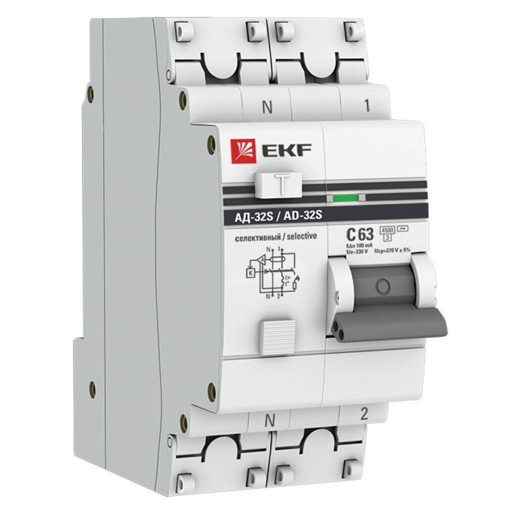 

Автомат дифференциальный EKF PROxima АД-32 63А 100 мА 1P+N тип AC 4,5 кА (DA32-63-100S-pro)