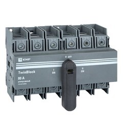 Изображение товара Выключатель-разъединитель EKF TwinBlock 3P 80А 400-690 В на DIN-рейку (tb-s-80-3p-rev)