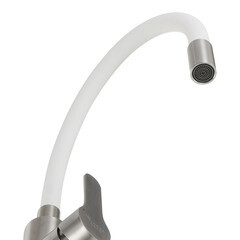 Смеситель для кухни Corsa Deco Vega Steel нержавеющая сталь/белый с высоким изливом однорычажный (1010682) - фото 5