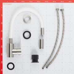 Смеситель для кухни Corsa Deco Vega Steel нержавеющая сталь/белый с высоким изливом однорычажный (1010682) - фото 2