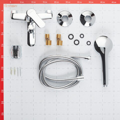 Смеситель для ванны Tokito Kanda хром однорычажный с коротким изливом с лейкой (TOK-KAN-1014) - фото 2