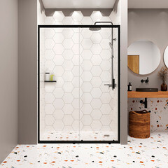 Душевая дверь Domani-Spa DoorCube стекло прозрачное 130х190 см профиль черный 5 мм раздвижная (DS04DCb130L0Cl00.Gt-Black) - фото 8