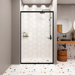 Душевая дверь Domani-Spa DoorCube стекло прозрачное 120х190 см профиль черный 5 мм раздвижная (DS04DCb120L0Cl00.Gt-Black) - фото 8