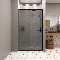 Душевая дверь Domani-Spa DoorCube стекло тонированное 100х190 см профиль черный 5 мм раздвижная (DS04DCb100L0T00.Gt-Black) - фото 8