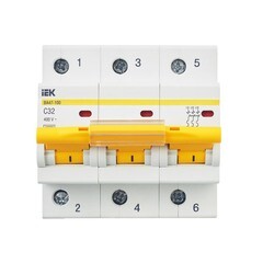 Изображение товара Автоматический выключатель модульный IEK Karat ВА47-100 3P 32А тип C 10 кА 400 В (MVA40-3-032-C)