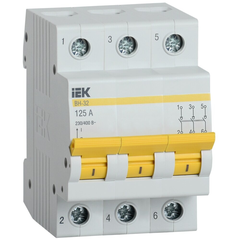 Изображение товара Выключатель нагрузки IEK Karat ВН-32 3P 125А 230/400 В на DIN-рейку