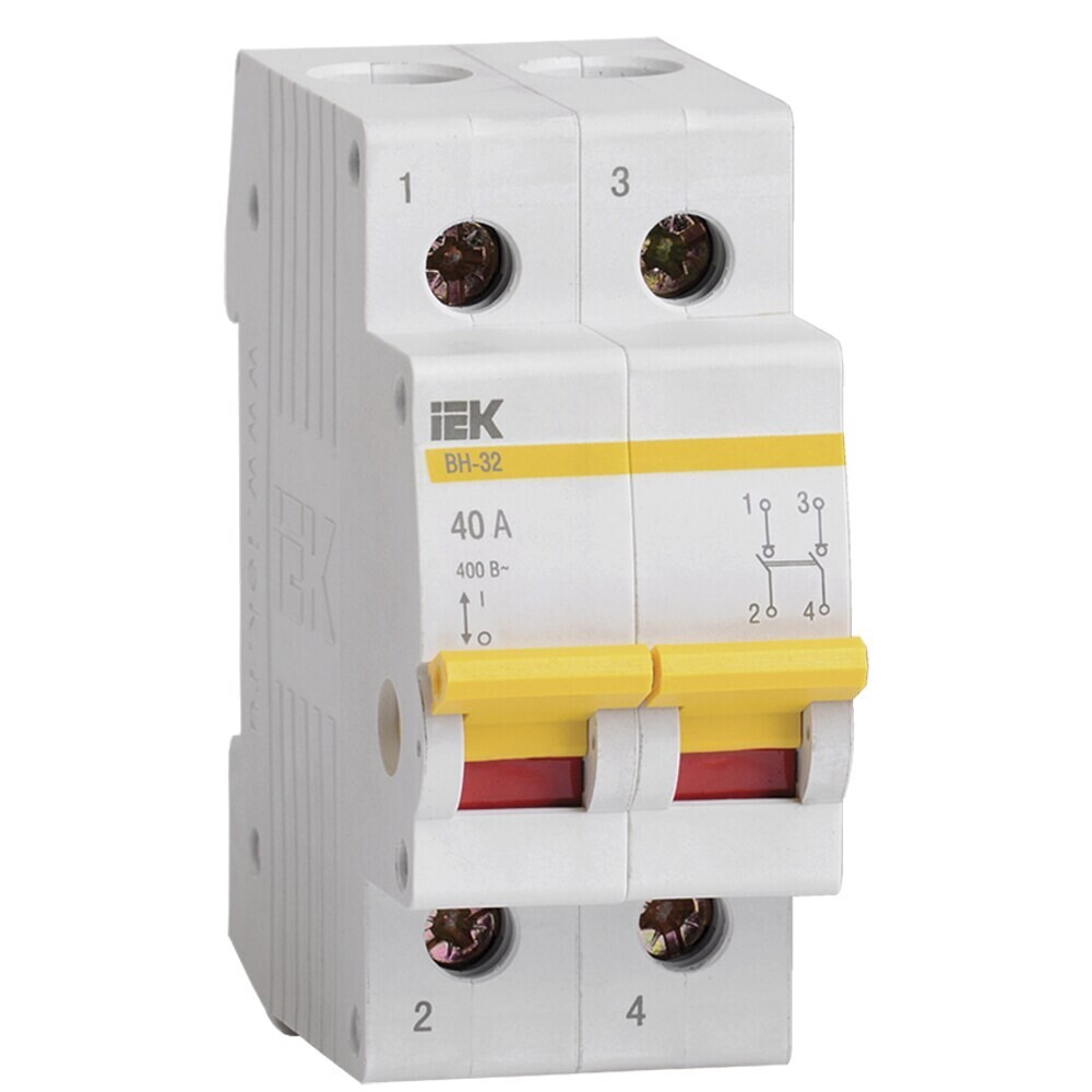 

Выключатель нагрузки IEK Karat ВН-32 2P 40А 400 В на DIN-рейку (MNV10-2-040)